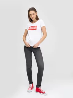 Spodnie damskie - Spodnie jeans damskie z wysokim stanem szare Adela 895 - grafika 1
