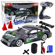 Zabawki zdalnie sterowane - Samochód Wyścigowy Auto Do Driftu RC Czarno Zielone 30km/h 1:16 LEAN Toys - miniaturka - grafika 1