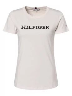 Tommy Hilfiger - T-shirt damski, biały|beżowy - Koszulki i topy damskie - miniaturka - grafika 1