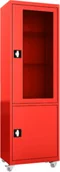 Meble i wyposażenie gabinetów medycznych - MDW/1k.3020 mobilna szafa lekarska 1-skrzydłowa 2-komorowa czerwona na kołach - miniaturka - grafika 1