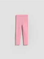 Bluzy dla dziewczynek - Reserved - Dzianinowe legginsy z wiskozą - różowy - miniaturka - grafika 1