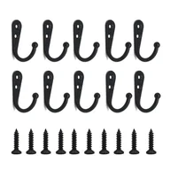 Wieszaki łazienkowe - 10 pojedynczych haczyków, czarny wieszak ścienny, wieszak na ubrania, wieszak na ręczniki, ze śrubami montażowymi - miniaturka - grafika 1