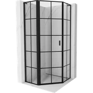 Kabiny prysznicowe - Mexen Mist L kabina prysznicowa pięciokątna uchylna lewa 90 x 90 cm, czarna kratka, czarna - 8A8L-090-090-70-77-L - miniaturka - grafika 1