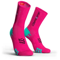 Skarpetki sportowe męskie - COMPRESSPORT Skarpetki rowerowe ProRacing Socks v3.0 Bike różowe - miniaturka - grafika 1