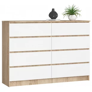 Akord Fabryka mebli KOMODA K140 8 SZUFLAD SONOMA / BIAŁA OP0LKOMDĄBBIA004 - Komody - miniaturka - grafika 1
