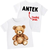 Koszulki dla dziewczynek - Koszulka dla dziecka z misiem oraz imieniem na plecach - wzór pluszowymiś1 - miniaturka - grafika 1