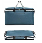 Pojemniki kuchenne - Koszyk Piknikowy Składany Termiczny Kosz Na Zakupy - Niebieski - miniaturka - grafika 1