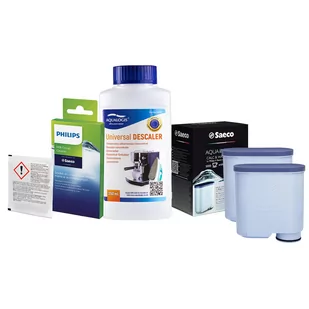 Zestaw Philips Saeco - Filtr Philips Aquaclean CA6903 2szt, Uniwersalny Odkamieniacz 250ml, Philips CA6705/10 Środek do Obiegu Mleka - Akcesoria i części do ekspresów do kawy - miniaturka - grafika 1