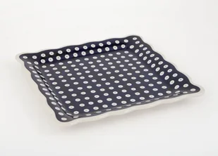 Bolesławiec Talerz kwadratowy 24cm Kropki 42 124099 - Talerze - miniaturka - grafika 1