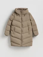 Płaszcze damskie - Reserved - Pikowany płaszcz - brązowy - miniaturka - grafika 1