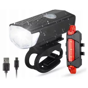 Lampka rowerowa LED zestaw tył-przód USB - Lampki rowerowe - miniaturka - grafika 1