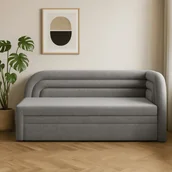 Sofy i kanapy - Sofa z Funkcją Spania FABILLO Rozkładana Prawostronna Jasnoszara Nowoczesna - miniaturka - grafika 1