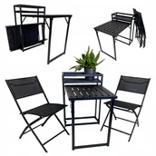 Meble ogrodowe - ZESTAW MEBLI OGRODOWYCH BALKON TARAS STÓŁ MALE + 2x KRZESŁA LOBOS CZARNE - miniaturka - grafika 1
