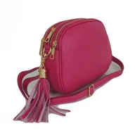 Torebki damskie - Listonoszka trzy komory frędzelek, złote okucia Vera Pelle Fuksja VP3KZFUK - miniaturka - grafika 1