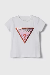 Koszulki dla dziewczynek - Guess t-shirt dziecięcy kolor biały - grafika 1