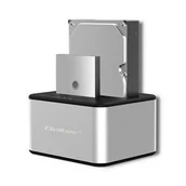 Obudowy i kieszenie na dyski twarde - Qoltec Stacja dokująca dla dysku twardego Stacja dokująca dysków 2x HDD/SSD | 2.5" 3.5" SATA | USB 3.0 | Klonowanie - miniaturka - grafika 1