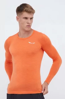 Bielizna sportowa męska - Salewa longsleeve funkcyjny Zebru Fresh kolor pomarańczowy - grafika 1