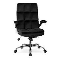 Fotele i krzesła biurowe - Czarny welurowy fotel gabinetowy - Mevo 3X - miniaturka - grafika 1