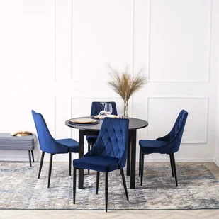 Zestaw 4x Krzesło Tapicerowane do Salonu CORK Granatowe Welurowe Nowoczesne Loft - Krzesła Zestaw 4x Krzesło Tapicerowane do Salonu CORK Granatowe Welurowe Nowoczesne Loft - Krzesła - miniaturka - grafika 1
