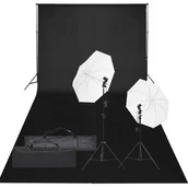 Lampy studyjne - vidaXL Fotograficzny zestaw studyjny z lampami i tłem - miniaturka - grafika 1
