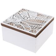 Pudełka i szkatułki - Drewniane pudełko Forkhill, biały, 15 x 8 x 15 cm - miniaturka - grafika 1