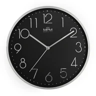 Zegary - Metalowy zegar czarny MPM Metallic Elegance ∅ 300 × 40 mm - miniaturka - grafika 1