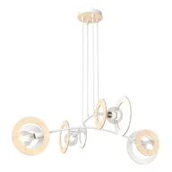 Lampy sufitowe - Skiva lampa wisząca 4xE27 biała/jasne drewno 1410/4 - miniaturka - grafika 1