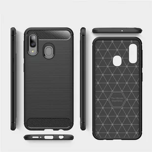 Carbon Case elastyczne etui pokrowiec Samsung Galaxy A20e czarny - Etui i futerały do telefonów - miniaturka - grafika 4