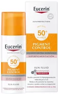 Balsamy i kremy do opalania - Fluid do twarzy przeciw przebarwieniom Eucerin Sun Protection Fluid Pigment Control SPF50+ Hyperpigmentation Skins 50 ml (4005800236396) - miniaturka - grafika 1