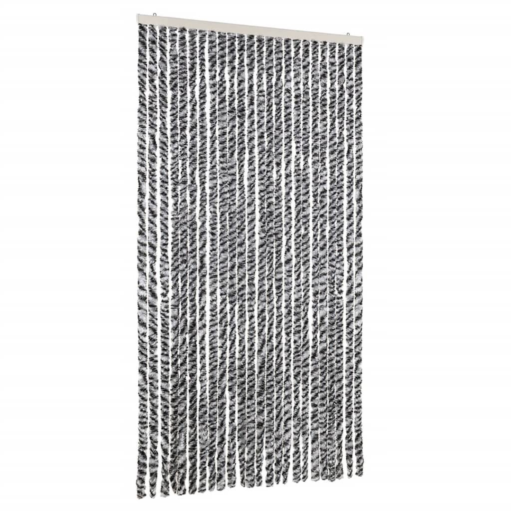vidaXL Szenilowa zasłona muchowa szara, czarna i biała 100x200 cm