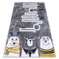 Dywany dla dzieci - Dywan do prania JUNIOR 52107.801 Niedźwiedzie, zwierzęta, uliczki dla dzieci, antypoślizgowy - szary, 80x150 cm - miniaturka - grafika 1