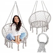 Place zabaw - FOTEL WISZĄCY HUŚTAWKA OGRODOWA BOCIANIE GNIAZDO DO DOMU OGRODU 120CM SZARY - miniaturka - grafika 1