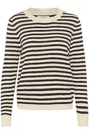 Swetry damskie - Part Two Damski sweter z długim rękawem Slim Fit Crew Neck Striped Hip Length, Whitecap Szary pasek, XL - miniaturka - grafika 1