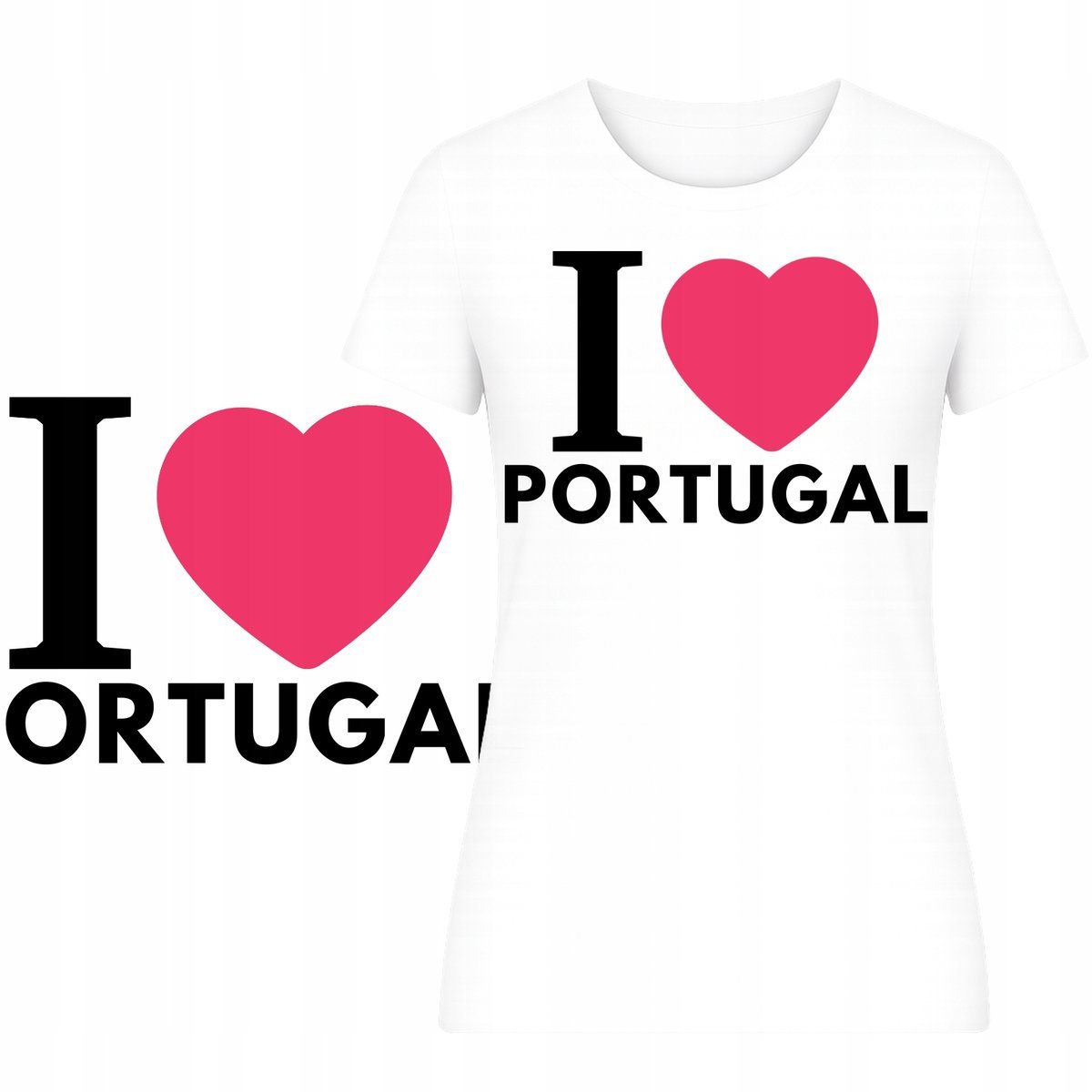 T-Shirt Damski Koszulka Hit Nadruk I Love Portugal Turystyczna Prezent S