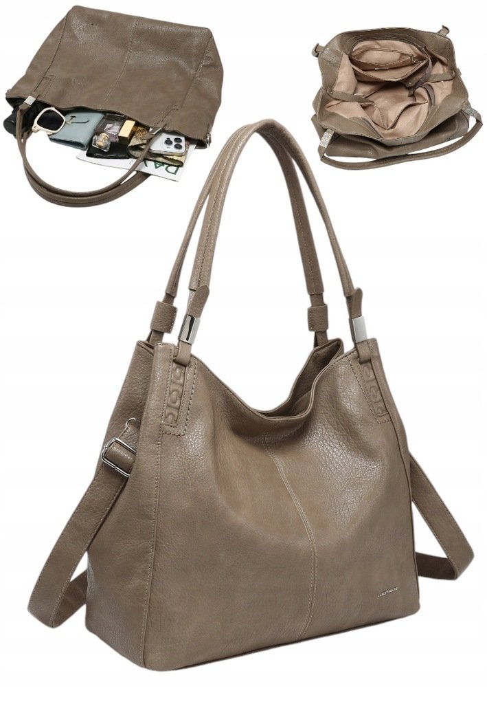 Torebka Torba Damska Shopper LUIGISANTO Format A4 Pasek V6600 Taupe