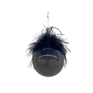 Bombki - Bombka szklana z piórami 8 cm czarno-szary - miniaturka - grafika 1