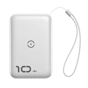 Baseus Mini S power bank 10000mAh 18W bezprzewodowa ładowarka Qi 10W USB / USB Typ C PowerDelivery QC3.0 biały (PPXFF10W-02) - Ładowarki do telefonów - miniaturka - grafika 2