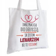 Torby i wózki na zakupy - Torba Bawełniana biała dla Lekarza Na Prezent ekologiczna Trwały Nadruk - miniaturka - grafika 1