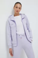 Bluzy damskie - Rossignol bluza bawełniana damska kolor fioletowy z kapturem gładka - miniaturka - grafika 1