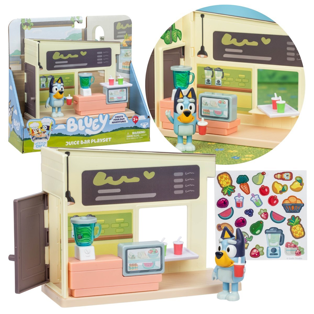 Bluey ZESTAW FIGUREK Mini Bar z sokami, figurki dla dzieci, RUCHOME ELEMENTY 3+