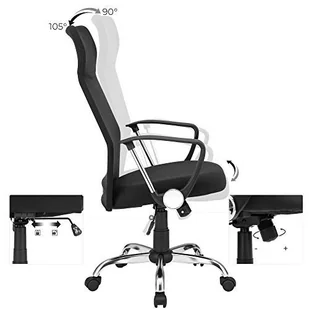 Fotel biurowy, krzesło biurowe Krzesło Biurowe Ergonomiczne Krzesło Obrotowe Wyściełane Siedzisko Pokrycie Materiałowe Regulowane I Przechylane Do 120 Kg Nośno - Fotele i krzesła biurowe - miniaturka - grafika 5