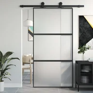 Drzwi wewnętrzne - Drzwi przesuwne, czarne, 102,5x205cm, szkło hartowane aluminium 8721012120341 - miniaturka - grafika 1