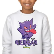 Bluzy dla dziewczynek - Bluza Dziecięca Biała Bez Kaptura Super Prezent Dla Dziecka Gengar 128 Wz - miniaturka - grafika 1