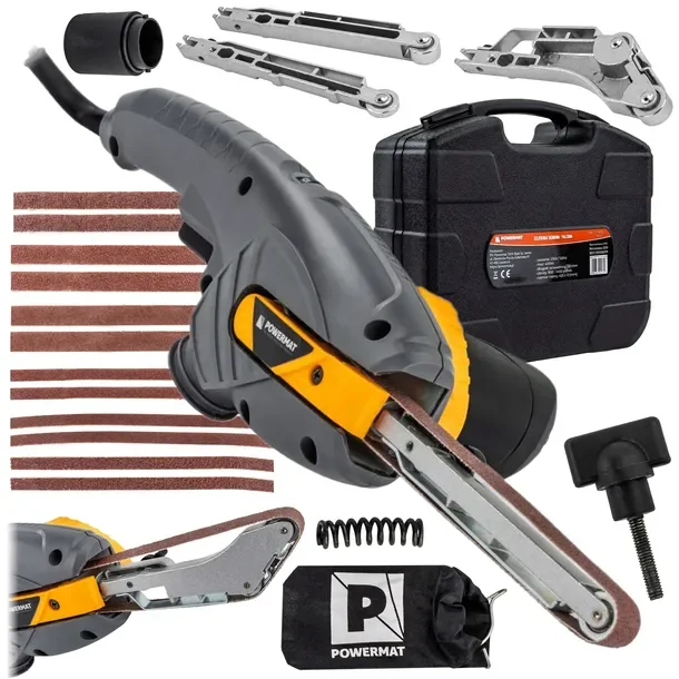 Zestaw Szlifierka Taśmowa 400w Palcowa 130mm + 3 Prowadnice Taśmy Walizka