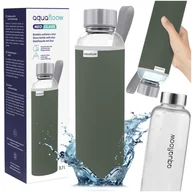 Shakery i bidony sportowe - AquaFloow: butelka szklana na wodę 700 ml zielone etui butelka na wodę - miniaturka - grafika 1