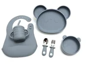 Zestawy naczyń dla dzieci - Zestaw Naczyń Silikonowych Panda [Kolor Ciemnoróżowy] - miniaturka - grafika 1