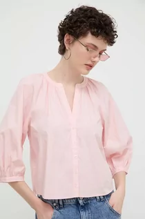 Koszule damskie - Desigual koszula bawełniana GISELLE damska kolor różowy regular 24SWBW12 - grafika 1