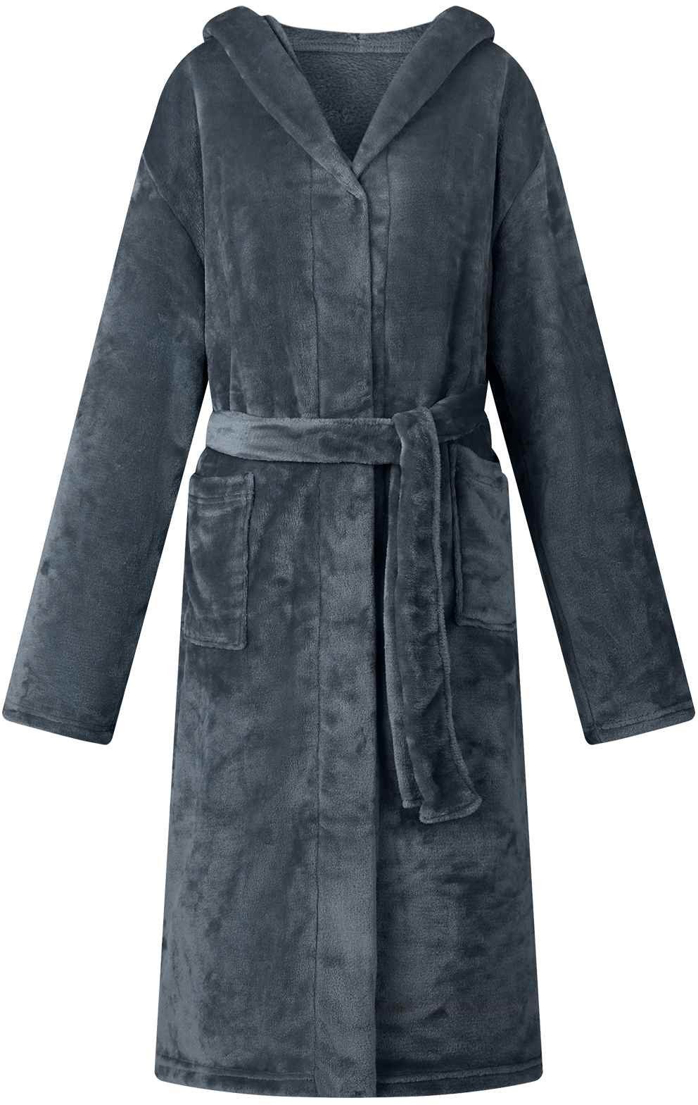 vidaXL Szlafrok z kapturem Granatowy l Flanela