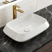 Umywalki - HOROW Umywalka nablatowa, prostokątna, 52 x 35 cm, biała, bez otworu na baterię i przelewu - miniaturka - grafika 1