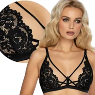 Biustonosze - Braletka Koronkowy Biustonosz Bez Fiszbin Szerokie Ramiączka Top Czarny 40 - miniaturka - grafika 1